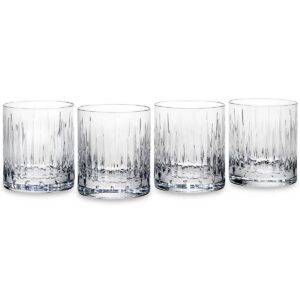Radiating Cut Crystal Double Old Fashioned Glasses, Set of 4