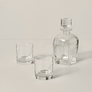 European Glass Whiskey Decanter Set, 3-Piece