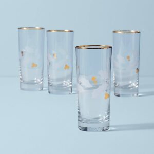Holiday Gold-Rim Highball Glasses, Set of 4