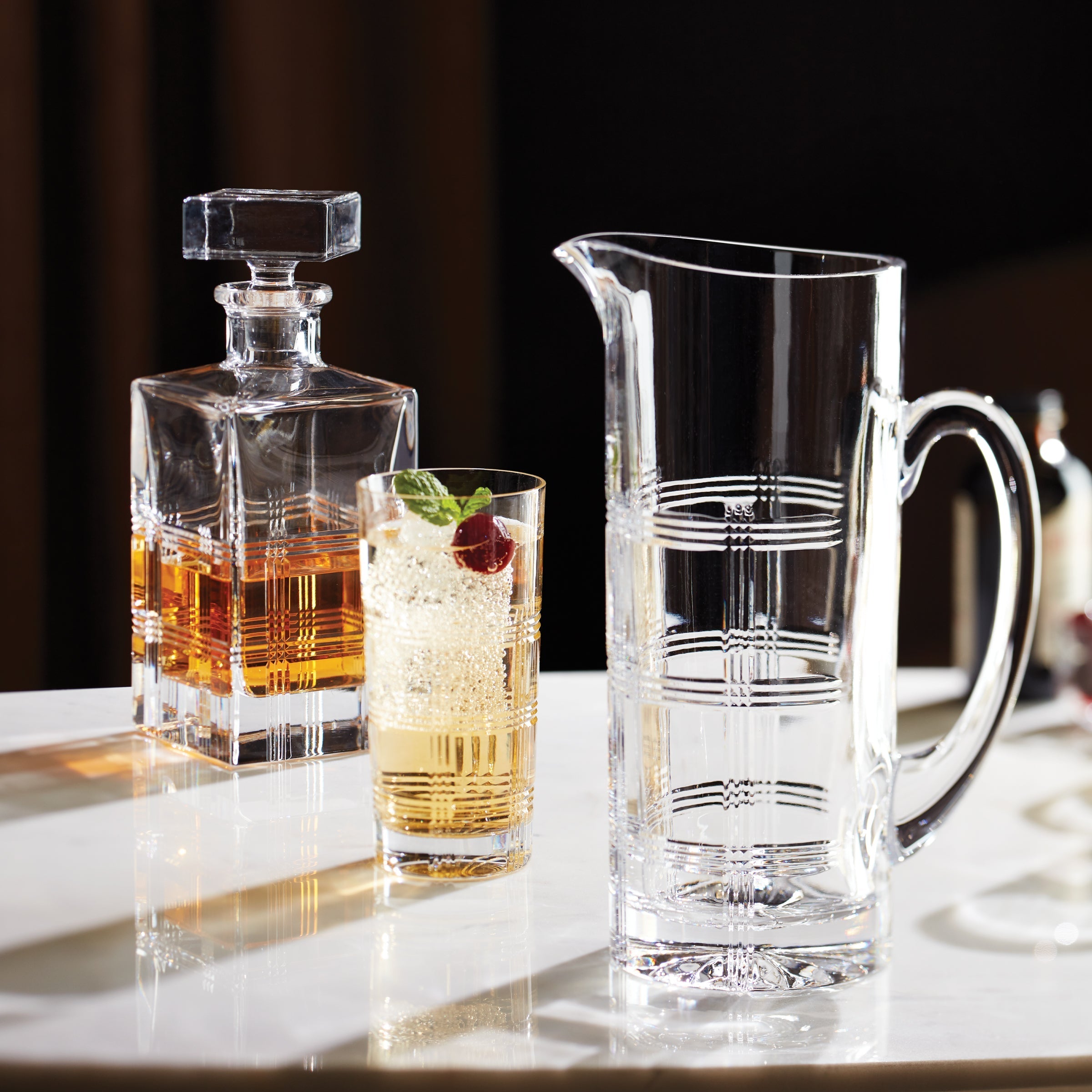 Plaid-Cut European Crystal Highball Glasses, Set of 4 - Image 2