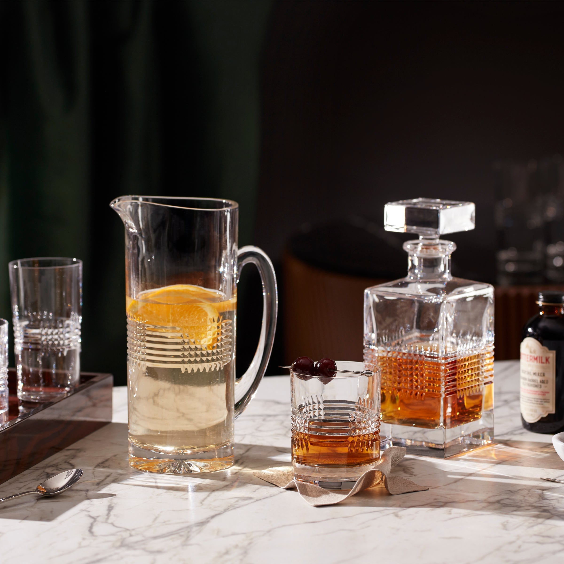 Crosshatch Crystal Double Old Fashioned Glasses, Set of 4 - Image 3