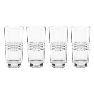 Crosshatch Crystal Highball Glasses, Set of 4
