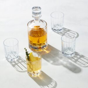 Vertical Cut Whiskey Decanter & Glass Set, 5-Piece