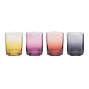 Ombre Jewel-Tone Double Old Fashioned Glasses, Set of 4
