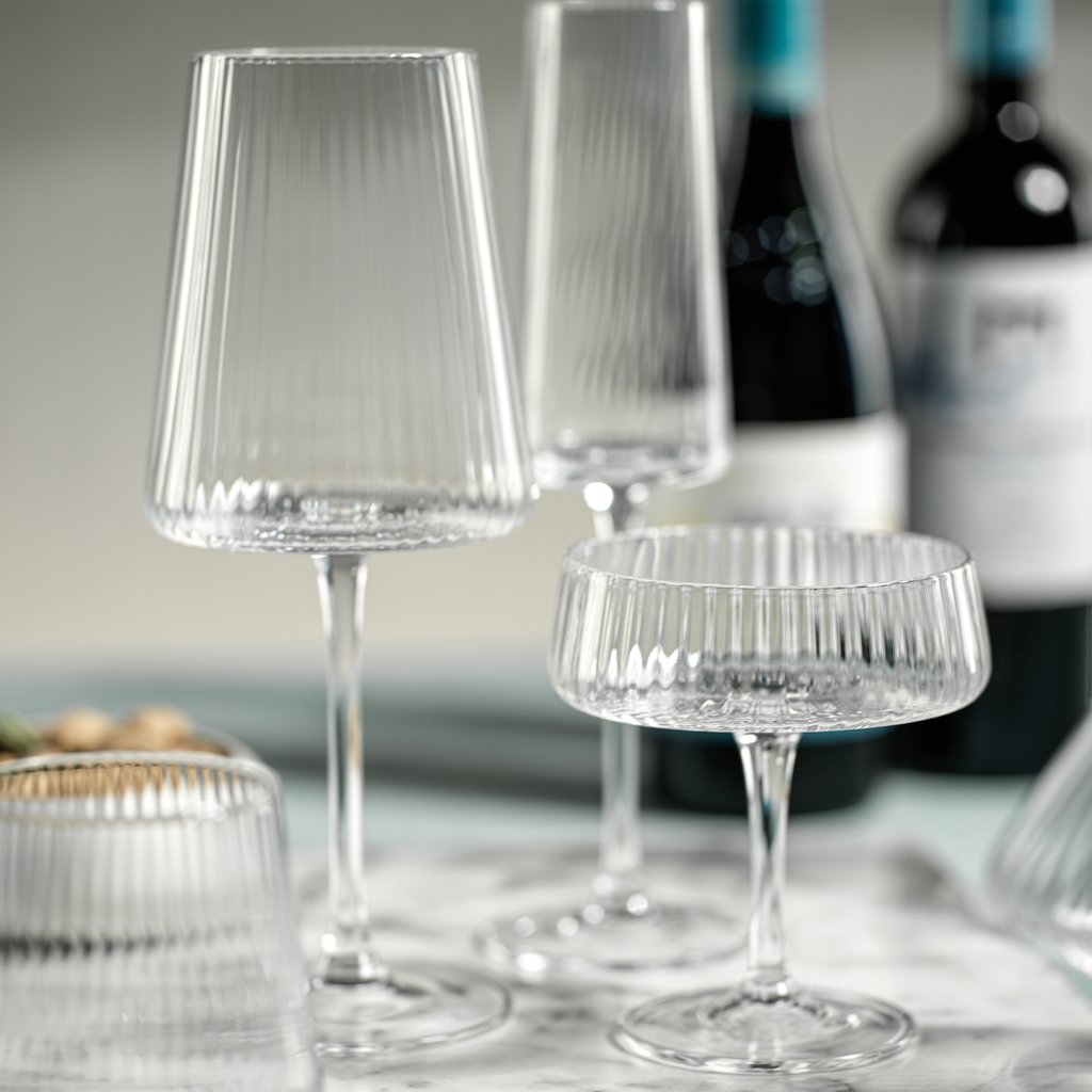 Fluted Textured Wine Glass Set of 4