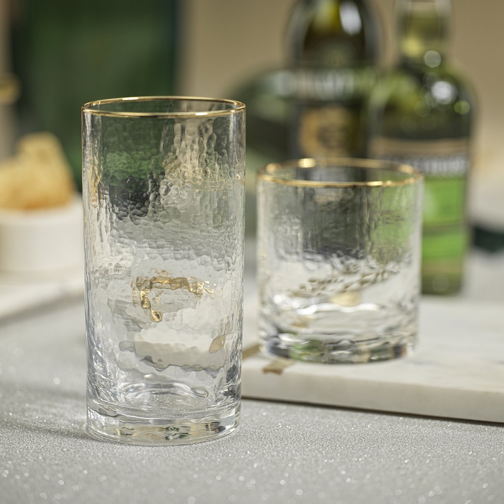 Hammered Gold Rim Cocktail Glass Collection - Image 2