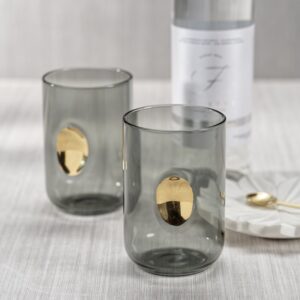 Smoke Gold Accent Glass Tumblers Set of 4