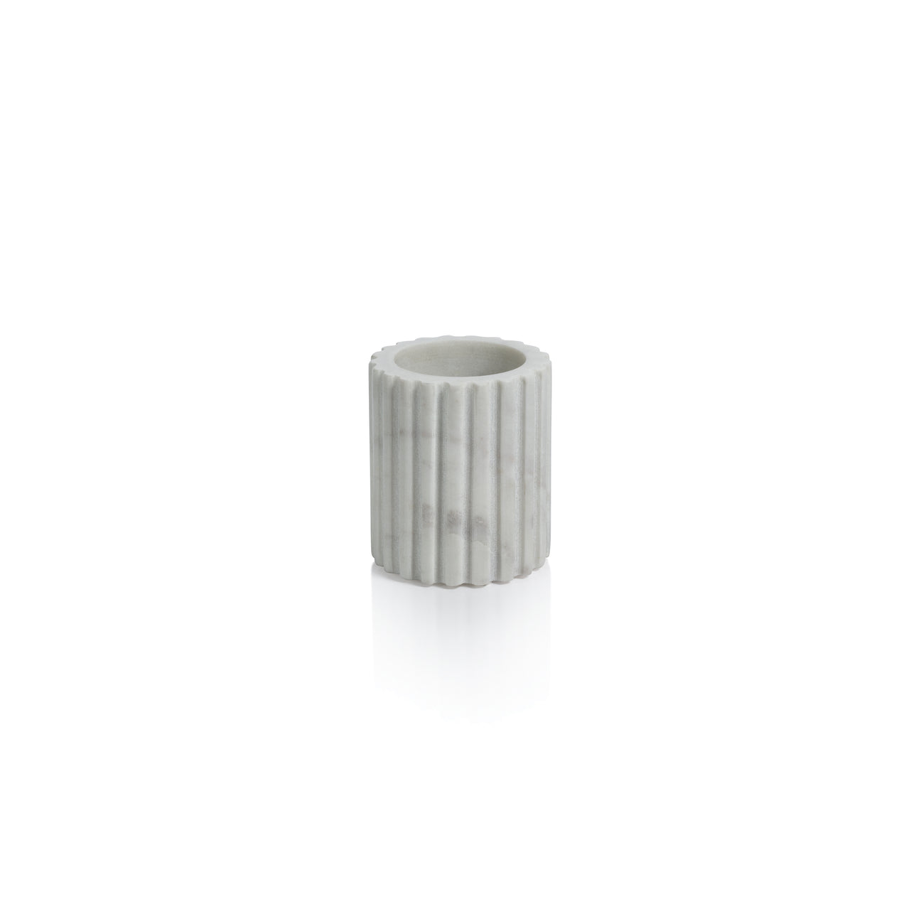 Fluted White Marble Bathroom Tumbler - Image 3