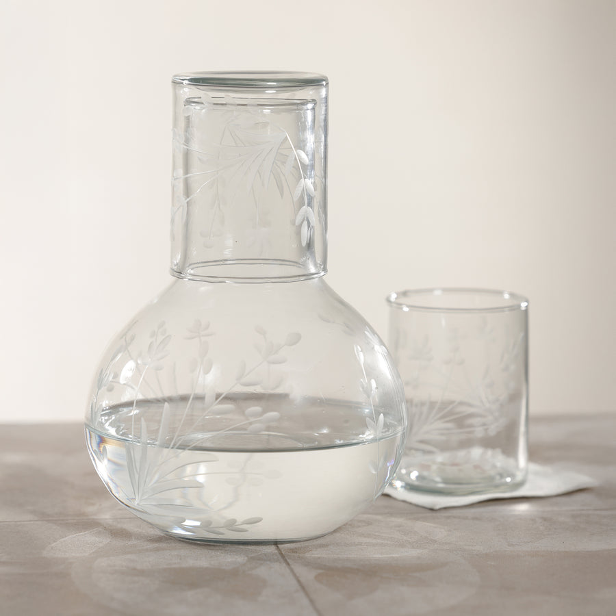 Etched Botanical Glass Carafe & Tumblers - Image 2