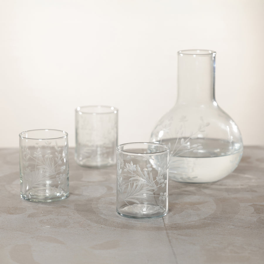 Etched Botanical Glass Carafe & Tumblers - Image 3
