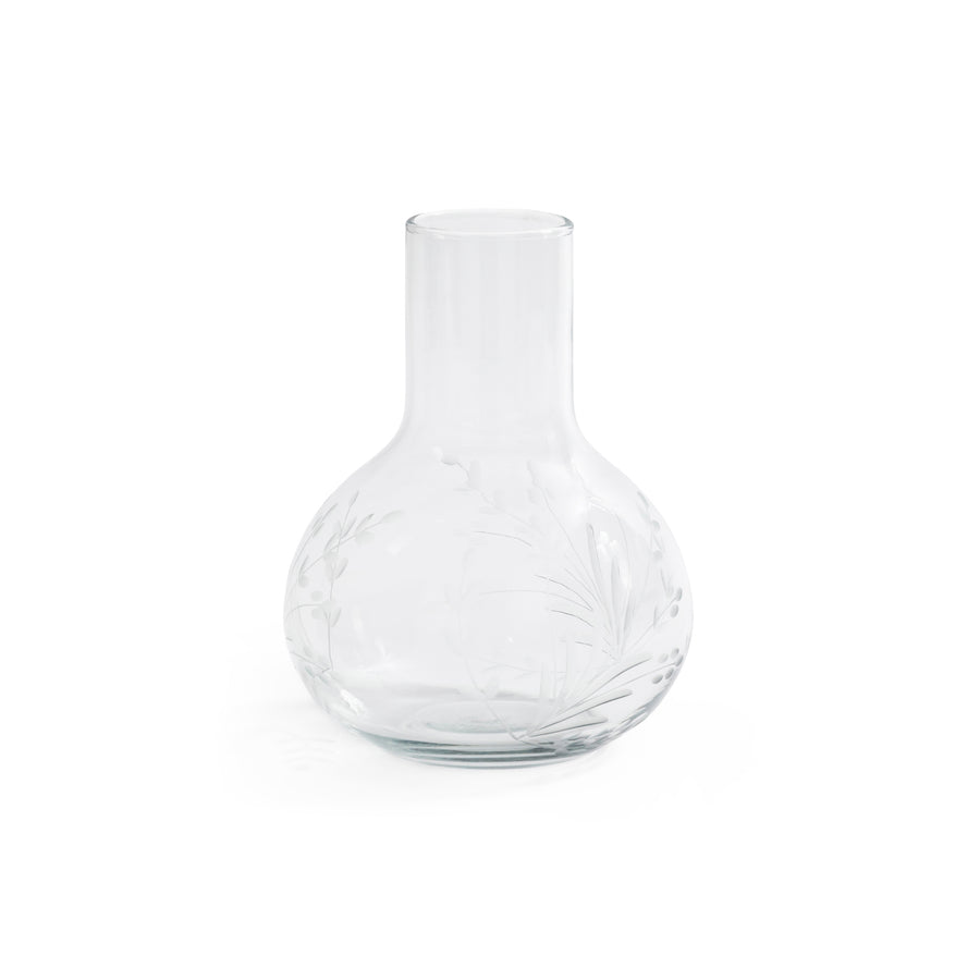 Etched Botanical Glass Carafe & Tumblers